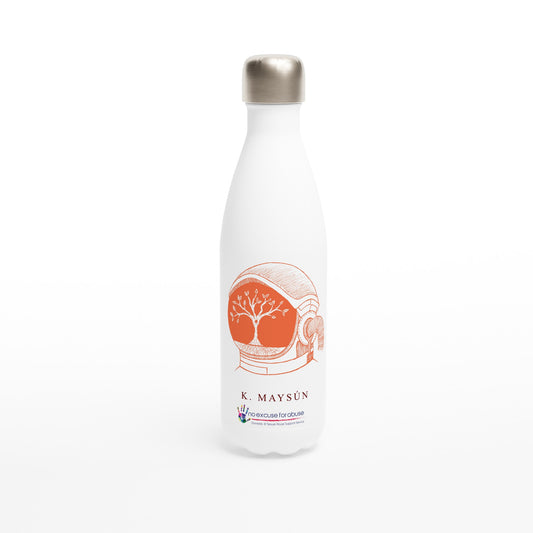 Space Helmet. Designed by K. Maysun exclusively for No Excuse for Abuse CIC. White 17oz Stainless Steel Water Bottle