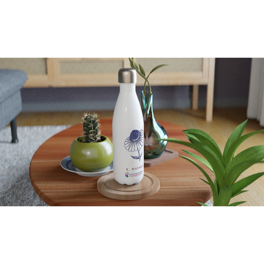 Flowers By K. Maysun Exclusive design for No excuse for Abuse CIC White 17oz Stainless Steel Water Bottle